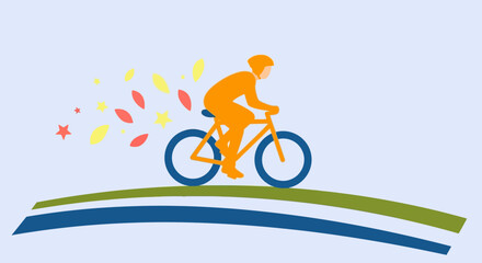 Fototapeta premium Cyclist riding a bike with dynamic motion effect.