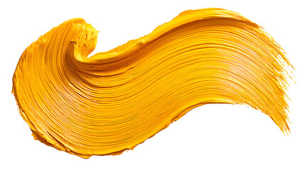 Yellow Paint Swirl with Visible Brush Strokes Isolated