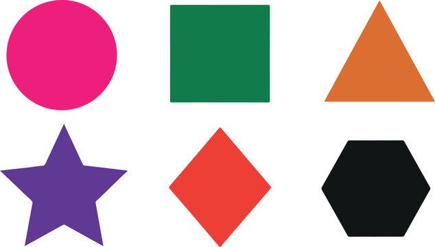 Geometric shapes vector icons set including circle square triangle star diamond hexagon