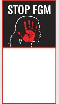 Stop fgm awareness campaign silhouette of a girl with a red handprint
