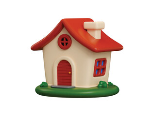 House icon 3d render concept of cottage, home or modern house icon vector illustration