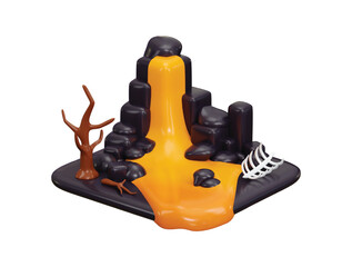 Volcanic Peak Hot Lava Flow icon 3d render concept of drowning mount lava icon vector illustration