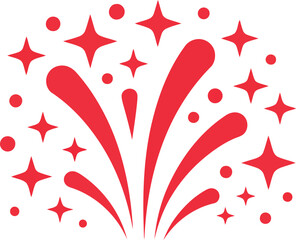 Obraz premium Vibrant red fireworks burst with sharp stars and scattered dots illuminating a pure white space