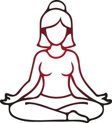 Obraz premium Serene female figure in a tranquil meditation pose, embodying inner peace and mindful wellness through the ancient practice of yoga, depicted in a flowing minimalist line art style