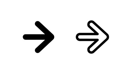 Right arrow icon in solid and outline, indicating direction, next, and continuation.