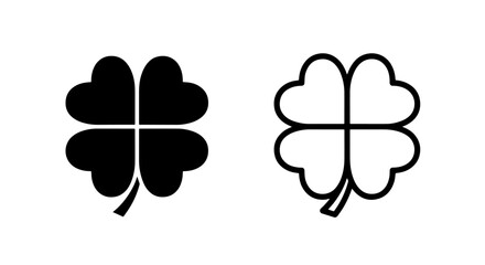 Four-leaf clover icon in solid and outline, symbolizing good luck and fortune.