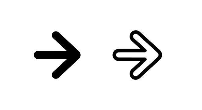 Right arrow icon in solid and outline, indicating direction, next, and continuation.