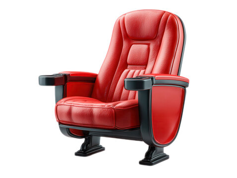 Isolated Premium Red Leather Cinema Seat on Black Background 3D