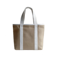 Modern tote bag with white stripes isolated on transparent background