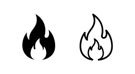 Stylized Flame Fire Icon: Symbol of Heat Energy and Passion for Warning or Dynamic Concepts
