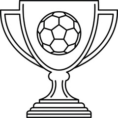 Soccer trophy cup line art, football champion award outline icon, sports tournament winner vector illustration