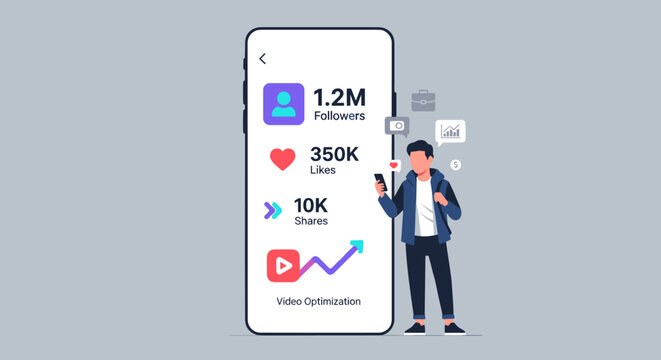 An isometric illustration depicts business concepts, technology, and travel elements, showcasing data analysis, multimedia, and global connectivity on a clean, light background.