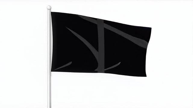 Black flag waving on a flagpole.