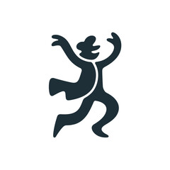 Silhouette of a Dancing Figure with Raised Arms raised