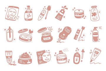 Cute Doodle of Skincare and Beauty Care