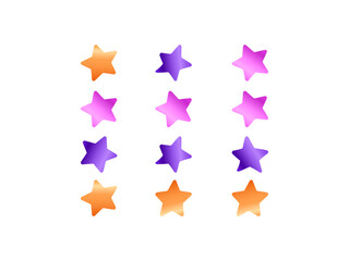 Obraz premium Collection of star symbols with gradient colors created for user rating systems reviews feedback interfaces mobile apps web design achievements and modern evaluation visual elements