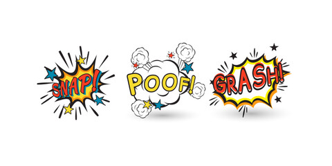 Obraz premium Comic book sound effect illustration created for pop art design projects featuring bold expressive typography dynamic shapes and playful visuals ideal for posters stickers apparel and digital graphics