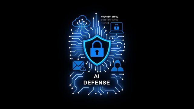 A I Defense Concept with Shield and Lock on Circuit Board Background ai defense artificial intelligence security