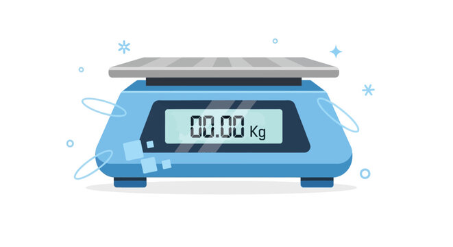 Blue Digital Kitchen Scale With Display Reading 00.00 Kg For Weighing Food And Goods At Home