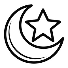 Obraz premium Black and white of a crescent moon with a star inside