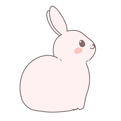 Obraz premium Cute Cartoon Bunny with Pink Cheeks