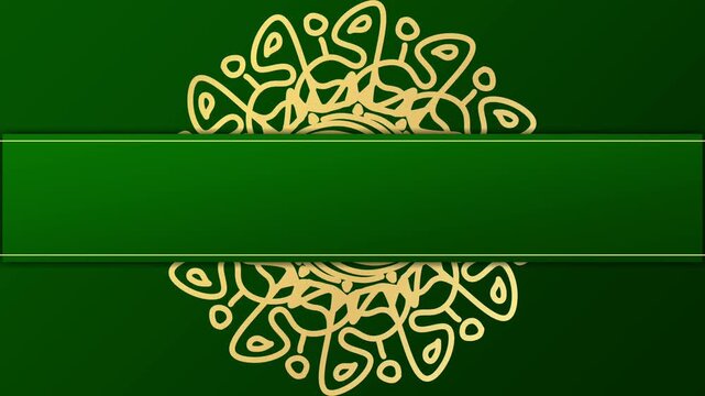 Elegant green background with gold mandala ornament  motion and empty banner, For wedding, ramadan, ied, islamic