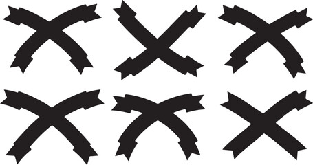 Obraz premium Black Arrow Cross Symbols on White Background Illustration Set