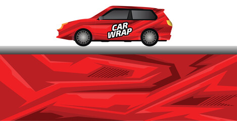 abstract car decal wrap design, red car wrap template, editable car wrap design, racing background, eps 10