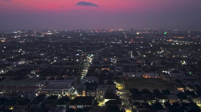 Night view African urban city