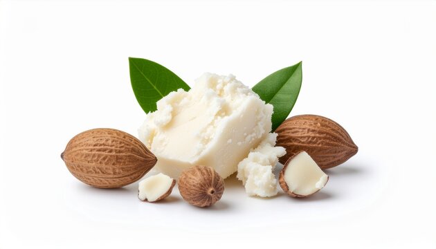 Shea Butter Chunk Isolated on White Background