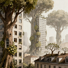 Illustration of Indonesian urban social life.