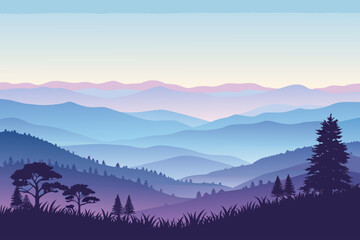 Fototapeta premium Showcasing Calm Nature With Layered Hills And Gra Elegant Creative Visual