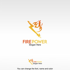 Fire Power Logo Template Design Vector. Flames and lightning combined, representing intense energy and power.