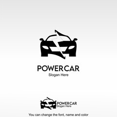 Power Car Logo Template Design Vector. A car icon with lightning, representing speed, power, and advanced automotive technology.