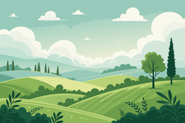 Fototapeta premium Crisp Minimal Nature With Rolling Fields And Creative Visual