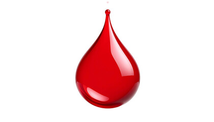 Obraz premium A single, glossy, crimson teardrop suspended against a stark black background