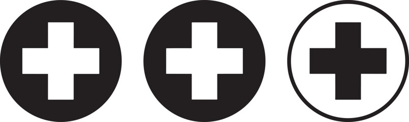 Obraz premium Black and white plus in circles signs