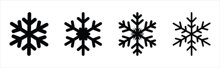 snowflake crystal silhouette vector icon set, black color and white background.