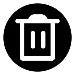 Trash Bin Icon on Black Circle Background, Delete Remove Symbol