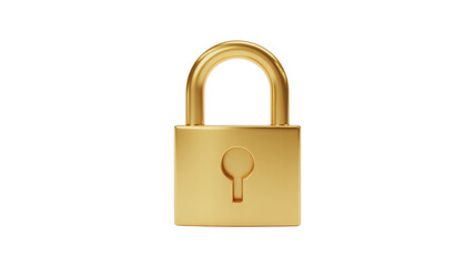A gleaming golden padlock with a prominent keyhole rendered in three dimensions sits centrally on a stark black background suggesting strong security 