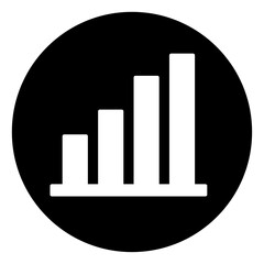 Rising Bar Chart Icon on Black Circle Background, Business Analytics Symbol