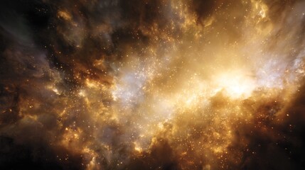 Fototapeta premium Abstract Gold Dusted Nebula With Cosmic Light and Energy