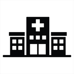 Obraz premium Modern Hospital Clinic Icon Black White Vector