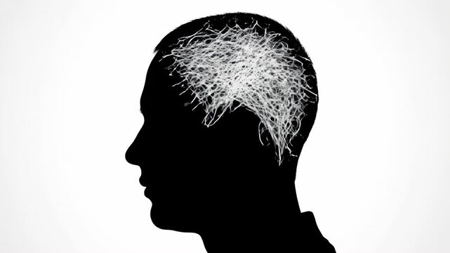 Silhouette of a Man&rsquo;s Head With a Complex Network of Neurons and Synapses.