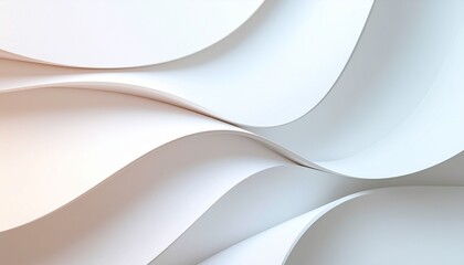 Obraz premium Abstract composition of smooth, flowing white and light-toned wavy lines and curves creating a serene and modern minimalist background.