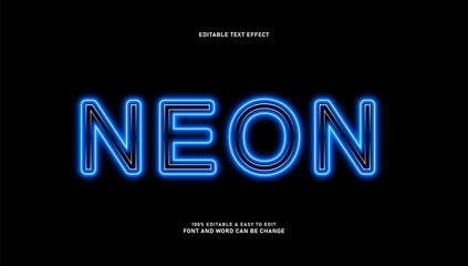 Blue Neon Text Effect Editable Vector Graphic Style on Black Background