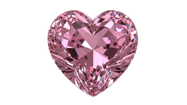 Pink heart-shaped gemstone isolated on transparent background
