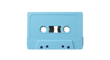 Obraz premium Vibrant light blue audio cassette tape in a classic retro style, perfect for music, sound, and 80s or 90s nostalgia concepts, isolated on transparent background.