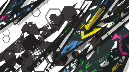 Abstract Geometric Racing Background for Car Wrap and Sport Livery Design © Nj Art