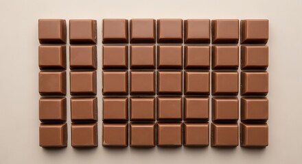 Brown Chocolate Cubes Arranged on Beige Background